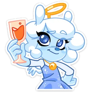 🥂 221602b9 Kreskówka, Anioł, Wino, Słodki, Święto, Halo, Toast telegram sticker