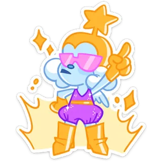 😎 4862d726 kreskówka, postać, gwiazda, okulary przeciwsłoneczne, iskra, słodki, zabawa, poza telegram sticker