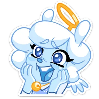 🤩 b8a11506 Kreskówka, Emoji, Postać, Słodki, Anioł, Halo telegram sticker