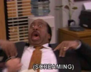 🗣 e9391cd8 Stanley Hudson The Office (SCREAMING) schreiend, the office, stanley, meme, lustig, serie, reaktion telegram sticker