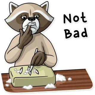 👍 55556027 Not Bad guaxinim, drogas, cocaína, ilegal, não é mau, stoner whatsapp sticker