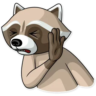 ✋ 9b42e0ed guaxinim, pare, mão, animal, desenho animado, nojo whatsapp sticker