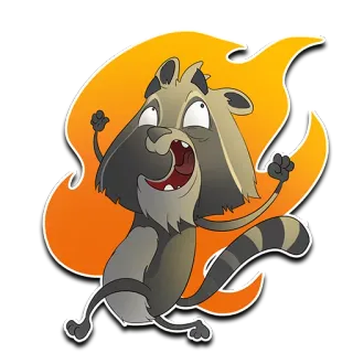 🔥 44736f8b procione, cartone animato, arrabbiato, fuoco, illustrazione, animale, adesivo telegram sticker