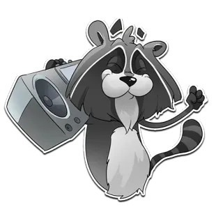 💃 90de3574 procione, boombox, animale, adesivo, cartone animato telegram sticker