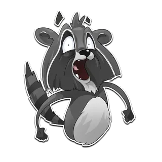 😳 a9b1eb93 procione, cartone animato, scioccato, animale, adesivo, grigio telegram sticker