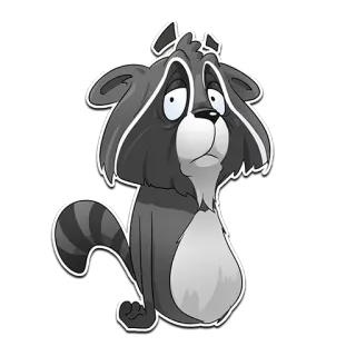 😕 c6477a1a procione, animale, cartone animato, triste, carino, adesivo telegram sticker