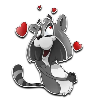 ❤ ed6985cc procione, amore, cuore, cartone animato, carino, animale telegram sticker