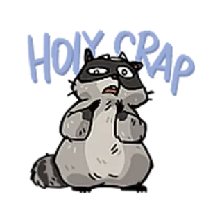 😦 042b2118 HOLY CRAP procione, cavolo, espressione, adesivo, cartone animato, animale telegram sticker