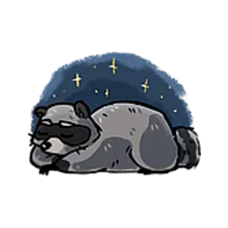 😴 879e0120 procione, dormire, carino, cartone animato, animale, stelle telegram sticker
