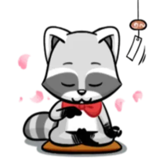 ☺️ 55e73e34 너구리, 동물, 귀여운, 카와이, 명상, 선, 휴식 telegram sticker