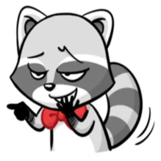 😏 5d099fc8 너구리, 동물, 만화, 귀여운, 나비 넥타이 telegram sticker