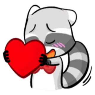 ❤️ 6b57ca6f 너구리, 하트, 사랑, 귀여운, 동물, 스티커 telegram sticker