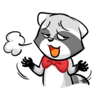 🤗 6f13416f 너구리, 만화, 동물, 나비 넥타이, 득의양양, 태도 telegram sticker