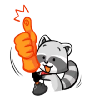 👍 9e4b8439 너구리, 만화, 엄지척, 긍정적, 동물, 귀여운, 스티커 telegram sticker