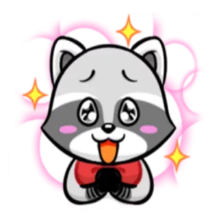 ✨ caf2b477 너구리, 동물, 카와이, 귀여운, 만화, 하트, 반짝이 telegram sticker