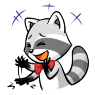 😆 dc083ba3 너구리, 동물, 만화, 귀여운, 웃긴, 나비넥타이 telegram sticker