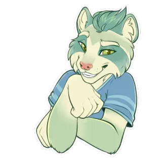 😏 42c7b739 เฟอร์รี่, การ์ตูน, สัตว์, ตัวละคร, มานุษยรูปนิยม, เสื้อสีฟ้า, แมว, สุนัข telegram sticker