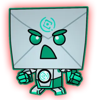 😡 d9fa9978 cartoon, robot, personage, vierkant, groen, illustratie telegram sticker