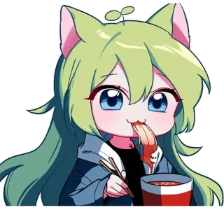 🍟 921e9f9a アニメ, 猫耳, かわいい, ラーメン, 食べる, 可愛い telegram sticker