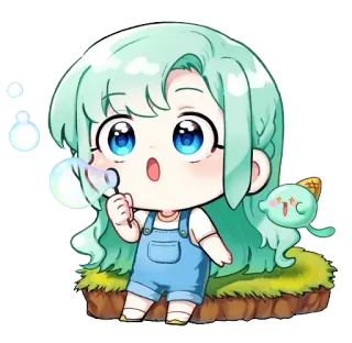 🍟 ed92ae5e 漫画, バブル, 可愛い, ちび, 女の子, アイスクリーム, かわいい telegram sticker