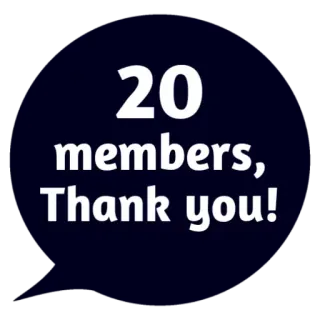 😵 090e3087 20 members, Thank you! bedankt, leden, viering, prestatie telegram sticker