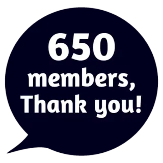 😵 0e006a71 650 members, Thank you! leden, bedankt, viering, prestatie, mijlpaal telegram sticker
