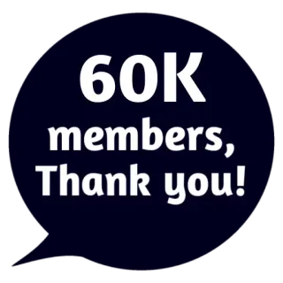 😵 1112f4e5 60K members, Thank you! bedankt, leden, community, viering, mijlpaal, 60k telegram sticker