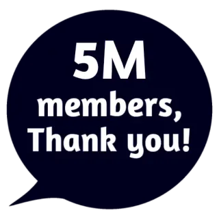 😵 5423dc2c 5M members, Thank you! leden, bedankt, prestatie, viering telegram sticker