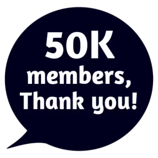 😵 57756c10 50K members, Thank you! leden, bedankt, viering, community, mijlpaal telegram sticker