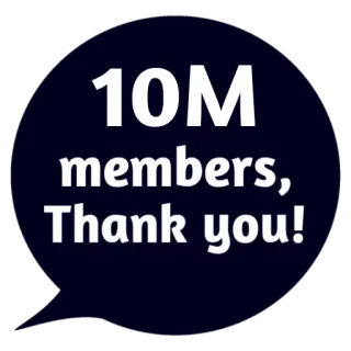 😵 5c98094d 10M members, Thank you! prestatie, bedankt, mijlpaal, leden, viering, tien miljoen telegram sticker