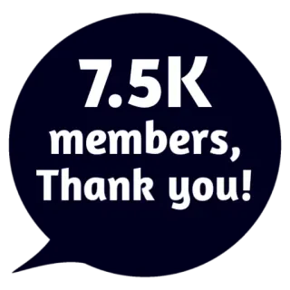 😵 6b05a167 7.5K members, Thank you! bedankt, viering, leden, community, prestatie, sociale media telegram sticker