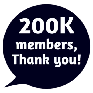 😵 7e9406e3 200K members, Thank you! leden, bedankt, viering, community, prestatie, mijlpaal telegram sticker