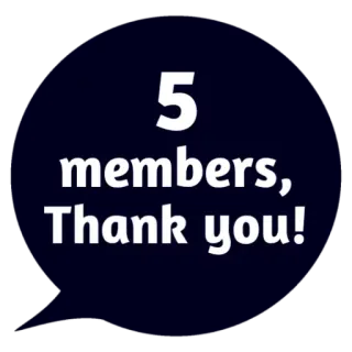 😵 819a8ac7 5 members, Thank you! bedankt, leden, waardering, mijlpaal telegram sticker