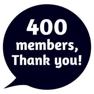 😵 89b07b12 400 members, Thank you! leden, bedankt, viering, mijlpaal, community telegram sticker