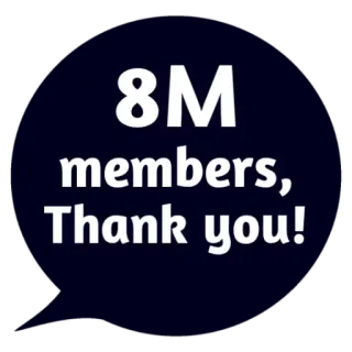 😵 90116be4 8M members, Thank you! leden, bedankt, viering, mijlpaal, gemeenschap telegram sticker