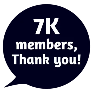 😵 91a640e5 7K members, Thank you! bedankt, leden, viering, community, prestatie telegram sticker