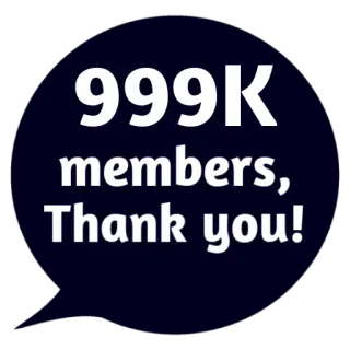 😵 ba57440c 999K members, Thank you! leden, bedankt, community, viering, prestatie telegram sticker