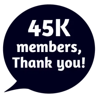 😵 da14d254 45K members, Thank you! leden, bedankt, 45K, community, viering telegram sticker