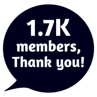 😵 dd433c89 1.7K members, Thank you! leden, bedankt, community, volgers, viering, waardering telegram sticker