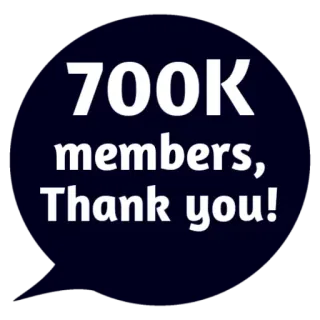 😵 e3864e95 700K members, Thank you! bedankt, leden, viering, prestatie, community telegram sticker