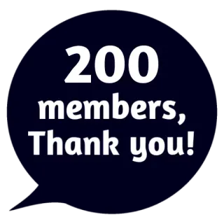 😵 e8c6a77f 200 members, Thank you! bedankt, leden, viering, community, mijlpaal telegram sticker