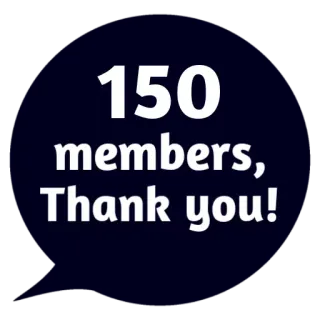 😵 e8f5176c 150 members, Thank you! leden, bedankt, viering, mijlpaal telegram sticker