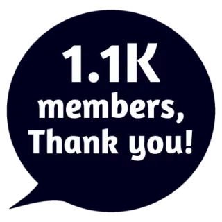 😵 f0c6ec79 1.1K members, Thank you! bedankt, leden, viering, community, sociale media telegram sticker