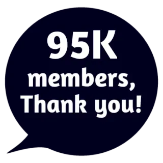 😵 f2ebfd68 95K members, Thank you! leden, bedankt, community, prestatie, viering telegram sticker