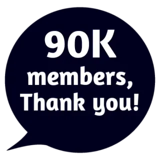 😵 fe0896ef 90K members, Thank you! leden, bedankt, 90k, viering, prestatie, mijlpaal telegram sticker