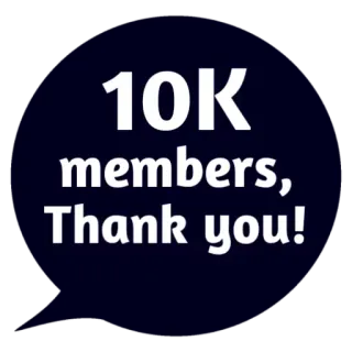 😵 ff62dcca 10K members, Thank you! Bedankt, 10k leden, Viering, Community, Prestatie telegram sticker