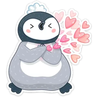❤️ 5c219339 пингвин, милый, сердечки, любовь, мультфильм, животное, каваии whatsapp sticker