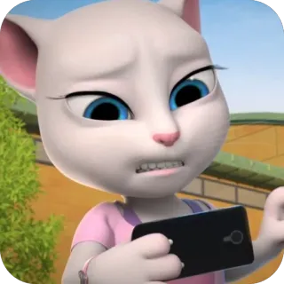 😬 f70a641a Angela Talking Tom & Friends mèo, hoạt hình, lo lắng, bực bội, điện thoại, Talking Tom and Friends telegram sticker