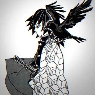 🕳 43deb1c4 Giyu Tomioka Demon Slayer Anime, Manga, Demon Slayer, Giyu Tomioka, Schwert, Krähe telegram sticker