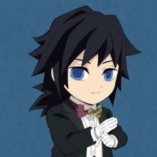 🪆 6bfe21d6 Giyu Tomioka Demon Slayer Anime, Demon Slayer, Giyu Tomioka, Charakter, Manga, Chibi, Tuxedo telegram sticker